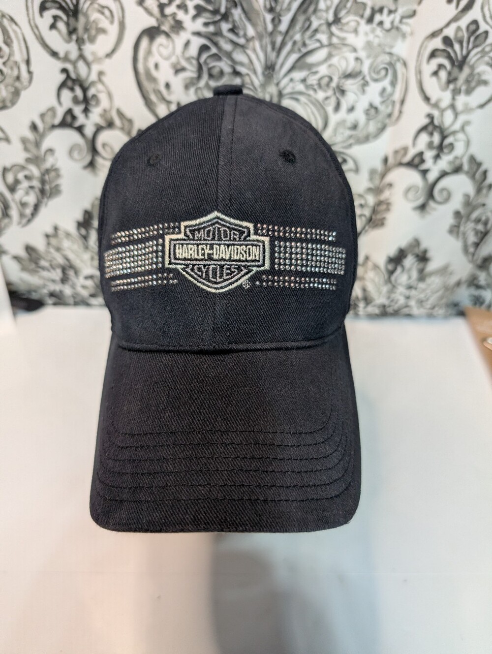 Harley-Davidson Black Cap with Silver Rhinestone Logo